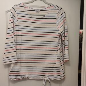 Croft & Barrow White Striped Long Sleeve Top